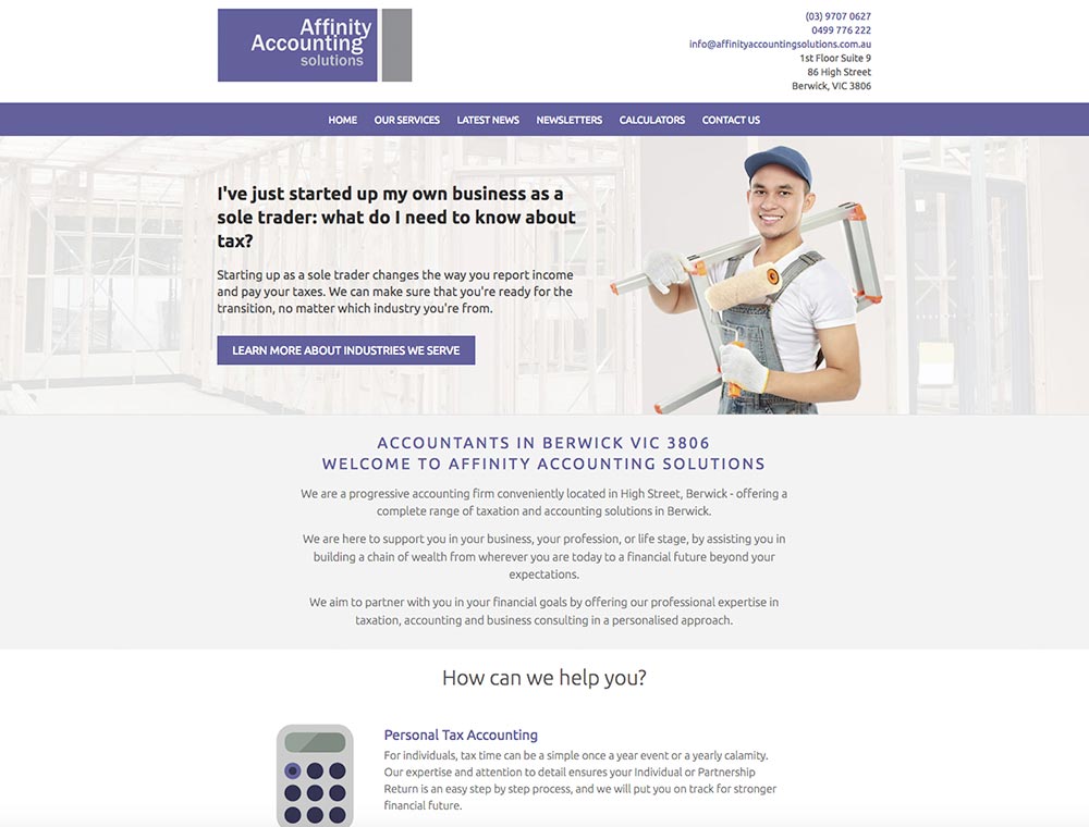 Affinity Accounting Solutions website.