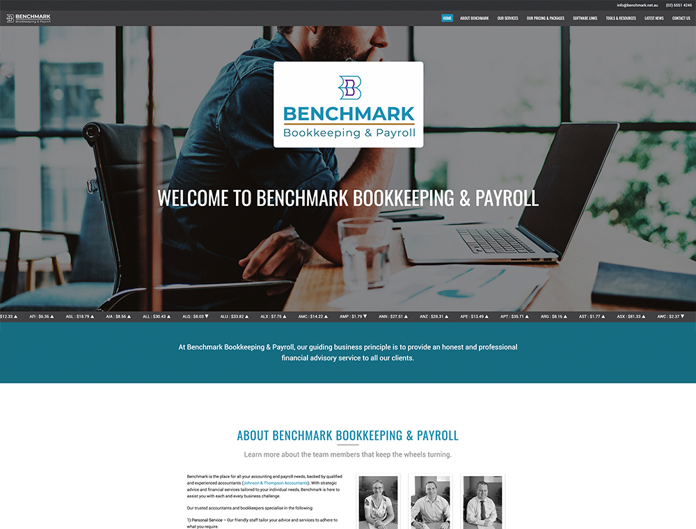 Benchmark Bookkeeping and Payroll website.