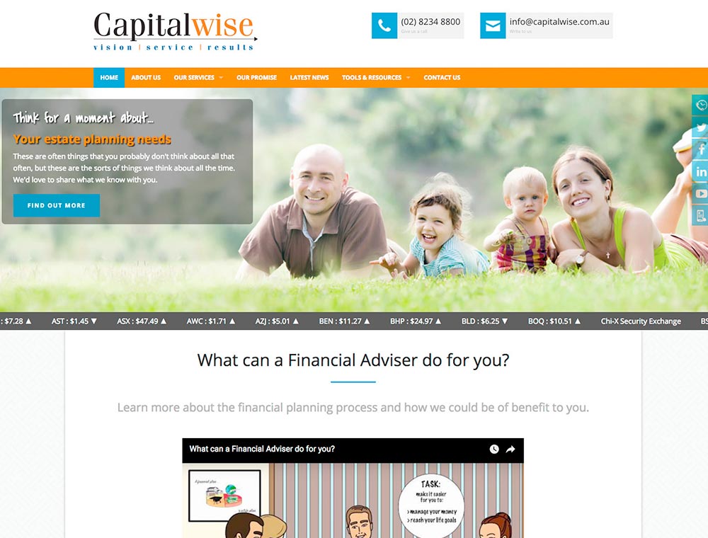 CapitalWise financial planner and advisor website.