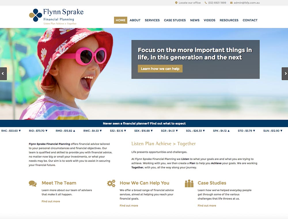 Flynn Sprake Financial Planning website.