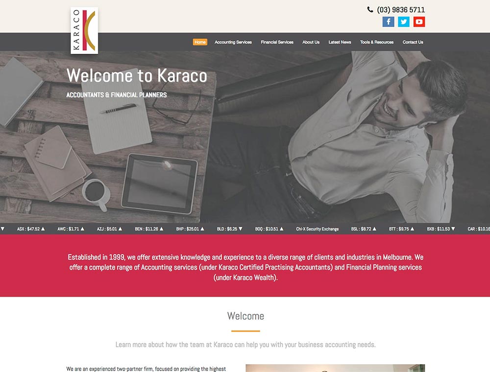 Karaco Melbourne accountants website.