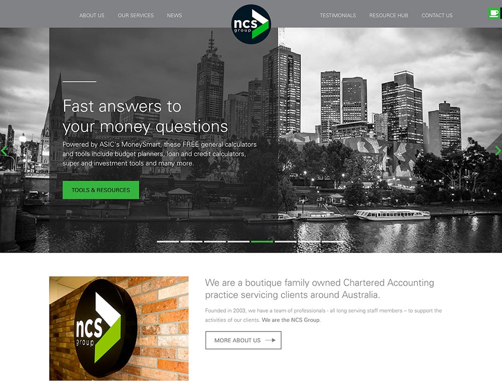 NCS Group chartered accounting practice website.